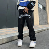 Advbridge Y2K retro street print alphabet star jeans men and women hip-hop high street spring and autumn loose straight drag casual pants