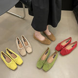 ADVBRIDGE  -  Autumn Women Flats Shoes Fashion Square Toe Ladies Ballerina Shoe Soft Flat Heel Outdoor Casual Mary Jane Candy Color Shoes