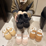 Advbridge Cute Cat Paw Cotton Snow Boots Shoes With Winter Velvet Thick Sole Indoor Outdoor Shoes ForWarm Round Toe Ankle Boots