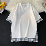 ADVBRIDGE  -  Baggy T Shirt Oversized Patchwork Cotton Drop Shoulder Tops Graphic T Shirts Breathable Print Mens Designer Clothes Q106