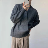 Advbridge American High Street Fashion Solid Color Sweater Jacket Autumn And Winter Irregular Oblique Button V-Neck Cardigan Sweater Men
