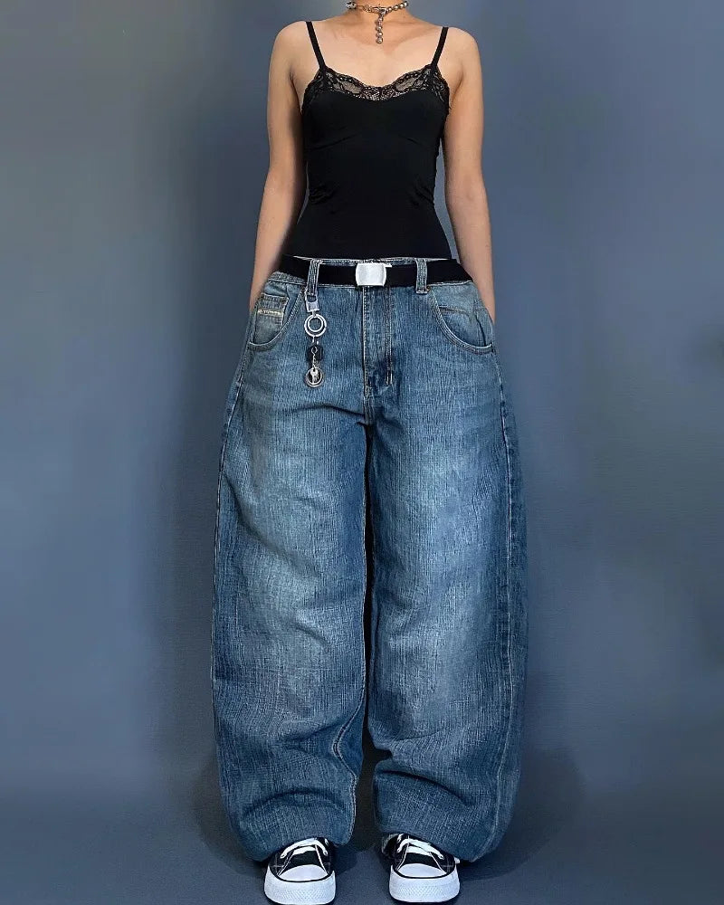 Advbridge Y2K Street New Fashion Blue Washed Baggy Jeans Women Harajuku Style Vintage Hip Hop Popular Gothic High Waist Wide Leg Pants