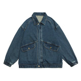 ADVBRIDGE  -  Autumn Men's Denim Jacket Vintage Large Pocket Elastic Cuffs Baggy Coat Oversized Japanese Casual Streetwear 4XL 5XL