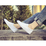 ADVBRIDGE  -  Spring Summer Men Flat Soft Leather Shoes Non-slip Fashion Slip on Male Black White Shoes KA1187
