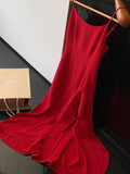 ADVBRIDGE  -  Sexy Red Dress Women Korean Style Casual Sleeveless Vestidos Female Evening Party Prom Robe Elegant Split Irregular Clothes New
