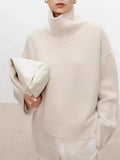 Advbridge Thickened turtleneck 100% pure cashmere sweater women's loose lazy knit silhouette sweater European products