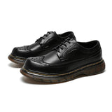 Advbridge 100% Genuine Leather Shoes Men Footwear Man Brogues Autumn Early Winter Cow Leather Mens Casual Shoes Flat Black Yellow KA4812