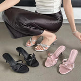 Advbridge Summer Butterfly-knot Woman Slippers Thin Low Heels Narrow Band Street Style Stripper Ladies Shoes Zapatos Mujer