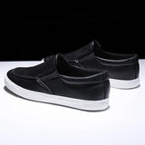 ADVBRIDGE  -  Spring Summer Men Flat Soft Leather Shoes Non-slip Fashion Slip on Male Black White Shoes KA1187