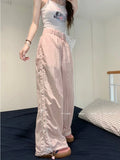 Advbridge Pink Sweet Y2k Parachute Pants Women Korean Style Coquette Baggy Joggers Bow Harajuku Kawaii Cute Wide Trousers Casual
