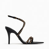 ADVBRIDGE  -  Luxury Designer Rivet Embellished Thin Heeled Sandals Women Summer Sexy Pointed Toe Ankle Strap High Heels Elegant Party Shoes