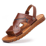ADVBRIDGE  -  Beef Tendon Base Leather Sandals for Men 2025 Summer New Designer Beach Shoes Male Solid Color Fashion Casual Slipper Shoes Man