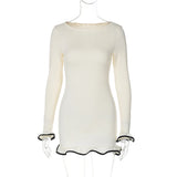 Advbridge Contrast Ruffles Mini Dresses Women Elegant Patchwork Flare Sleeve Lady Dresses 2025 Spring Summer New Female Evening Vestidos