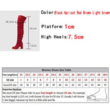 Advbridge Autumn Winter Black Brown Over The Knee Boots Women Sexy Pointed Toe Zip Thigh High Shoes Square Heels Booties Femme