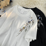 ADVBRIDGE  -  Printed Cotton Trendy Summer Autumn Travel Mountain and River Cat Line Short Sleeve T-shirt Men Trendy Brand Clothing Q105