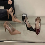 ADVBRIDGE  -  Burgundy Heels 11cm Ladies Party Shoes Black Patent Leather Stiletto High Heels  Classy Dress Shoes Women Summer Pumps Damen