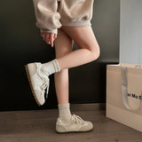 ADVBRIDGE  -  Round Toe Flat Casual Shoes Spring 2025 New de Trainers Women's Breathable Thin Bottom Sports Flat White Shoes