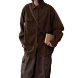 Advbridge Fashion Solid Color Breasted Collar Long Sleeve Coat For Men Casual Loose Outfits Outerwear Spring Men's Cargo Jacket Streetwear
