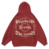 Advbridge Men's Hip Hop Vintage Hooded Sweatshirt Y2K Streetwear Creative Letter Print Hoodie Cardigan Harajuku Couple Zipper Jacket Coats