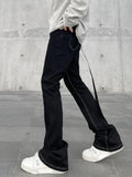 Advbridge Jeans Men Vintage Ribbons Spring Autumn American Trendy Minimalist 90s Hip Hop Daily Flare Trousers Tender Boyfriends Style New