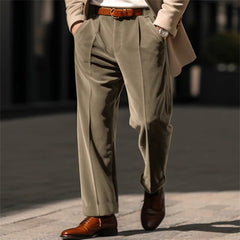 Advbridge Autumn Winter Men Velvet Suit Pants Leisure Oblique Insertion Pocket Straight Trousers Comfortable Business Vacation Casual Pant