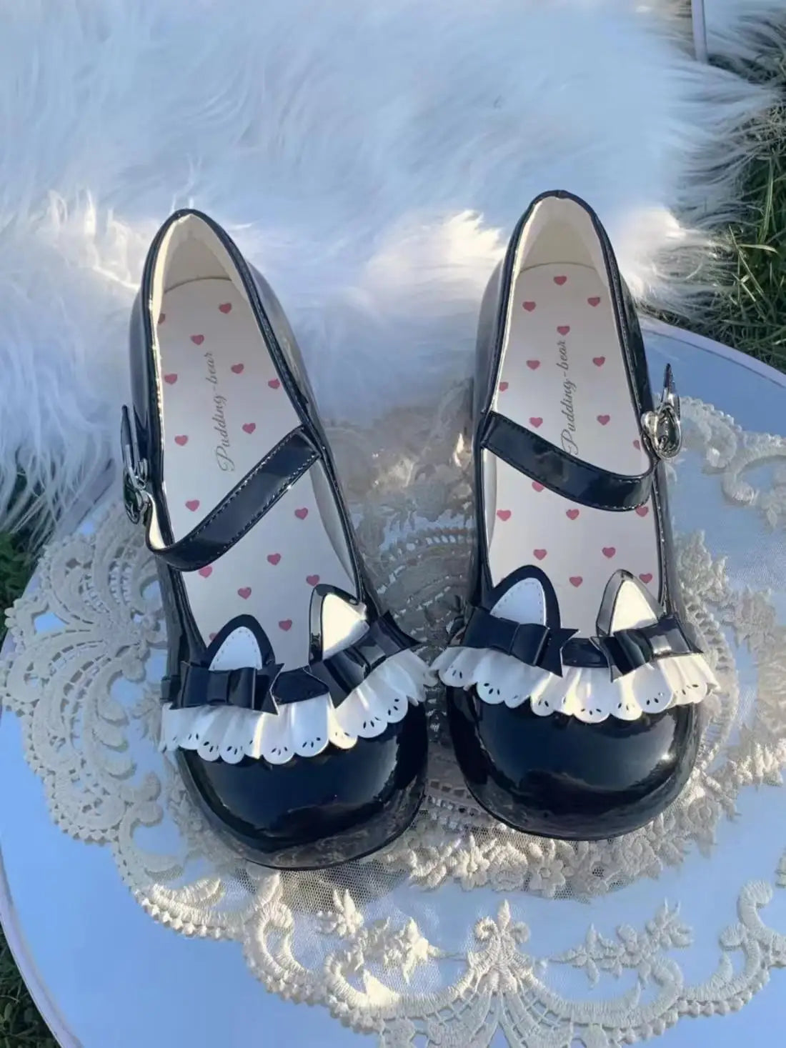 Advbridge Cat Story Lolita Cute Bow Middle Heel Round Head Luo Shoes Japanese Sweet Girl Tea Party Single Shoes