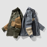 Advbridge Washed Grain Woven Cotton Long Sleeve Shirt Men Pocket Stitching Army Green Tooling Retro Trend Youth Thin Coat Original Blouse