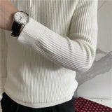 Advbridge Men's Clothing Luxury Knit Pullover Zipper Polo Neck Sweater Leisure Streetwear Popular Retro Solid Color Long Sleeve Knitwear