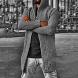 Advbridge Autumn Winter Hooded Sweater Coat Men Fashion Long Sleeve Solid Knittd Cardigan Casual Mens Loose Outwear New Long Hooded Tops