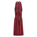 Advbridge 2025 Women's European and American Style Pleated Halter Neck Robe Dress Dresses on Sale Clearance Sexy Costume Long