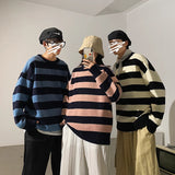 Advbridge Striped Knitted Sweater Men Women Vintage Tate Langdon Loose Sweaters Harajuku Green Warm Autumn Jumper Pullover Unisex Casual