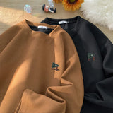 Advbridge Print Waffle Sweatshirt For Men College Style Oversized Long Sleeve Pullovers Man Women Unisex Casual Sweatshirts