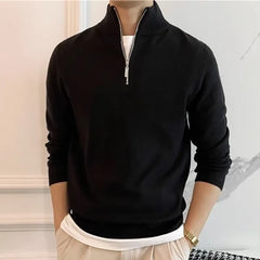 Advbridge New Pure Sweater Autumn and Winter Solid Color Half Turtleneck Zipper Knitted Bottoming Leisure Men's Sweater