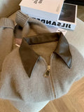 Advbridge Vintage Brown Y2K Hooded Sweaters Women 2024 Autumn Winter Lantern Sleeve Zip Up Jacket Knitted Hoodies Cropped Cardigan Top
