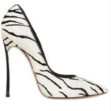 Advbridge Black White Zebra Horsehair Blade Heels Pumps Woman 12cm Metal Stiletto High Heels Purple Silk Shallow Cut Slip On Party Shoes