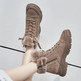 Advbridge 2024 Winter Shoes Women Snow Boots Thick Sole Warm Plush Cold Winter Shoes Genuine Leather Suede Women Ankle Boots A4112