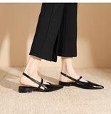 ADVBRIDGE  -  Women's Flat Sandals Minimalist Pointed Flat Sole Shoes One Word Strip with Empty Back Low Heel Women's Shoes Sandalias Mujer