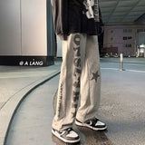 Advbridge American High Street Ins Pants Men's Niche Design Printed Loose Straight Leg Wide Leg Sports Casual Pants