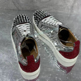 Advbridge Stylish Spike Print Male Female Leather Loafers Shoes Men Fashion Studs Rivet Decoration Round Toe Lace Up Daily Single Shoes