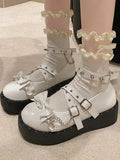 Advbridge Japanese Style Lolita Mary Janes Shoes Women Bow Kawaii Sweet Hook Loop Shoes Female Chain Korean Designer Shoes Summer New