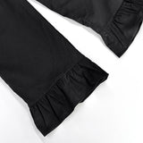 ADVBRIDGE  -  Black Elegant Summer Suits For Women New V Neck Lace-up Sleeveless Tank Top+Ruffle Trouser Fashion Casual Pants Sets 2 Piece Set