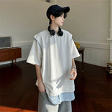 ADVBRIDGE  -  Hot Sale Cotton T-Shirt Bleach Cosplay T Shirt  Men Patchwork O-Neck Short Sleeve Tee Fashion T Shirt for Men Clothing Q84
