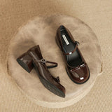 Advbridge New Designer Round toe bowtie mary janes pumps women thick high heels lolita shoes ankle strap japanned leather talons femmes