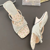 ADVBRIDGE  -  Sweet Wedges Bow Women Sandals Fashion Square Toe Narrow Band Slide Sandals Summer Casual Comfortable Open Toe Women Slippers
