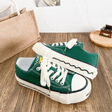 ADVBRIDGE  -  Unisex High-Top Vulcanized Canvas Sneakers Solid Green/Black Lace-Up All-Season Student Casual Shoes Low Top Skate Shoes