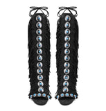 Advbridge Designer Fringe Thih High Heel Sandals Woman High Heels Open Toe Party Prom Shoes Sexy Zipper Female Tassel Pumps 44