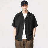 ADVBRIDGE  -  Summer Lightweight Thin Cool Shirts Men Retro Loose Casual Short Sleeve Cargo Shirt Cityboy Streetwear Plus Size Shirts Blouses