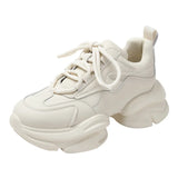 Advbridge Cowhide ~ Daddy shoes women 2024 spring and autumn new super thick sole increase white casual shoes burst