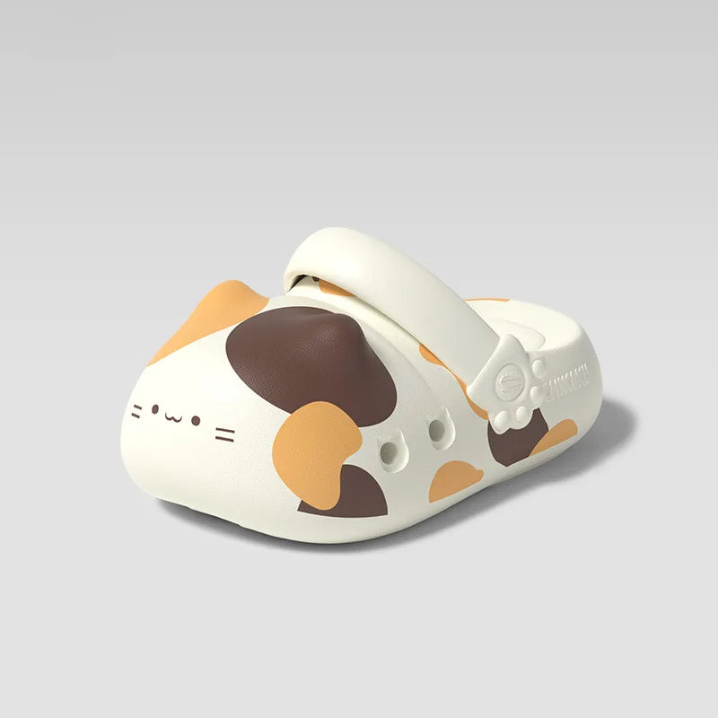 New 2 in 1 Cute Cat Clogs Woman Non Slip Breathable Closed Toe Kitty Feet Sandal Light Indoor Outdoor Cartoon Garden Shoes Women