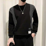 Advbridge Men‘s Wintern outfits Men's 2024 Spring Autumn New Spliced Pullovers O-Neck Stripes Fashion Minimalist Casual All-match Loose Long Sleeve Sweatshirts Advbridge Men‘s Wintern outfits